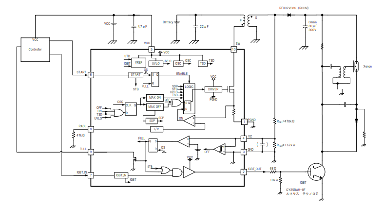 应用电路图 - ROHM Semiconductor Power LSI系列频闪充电控制IC